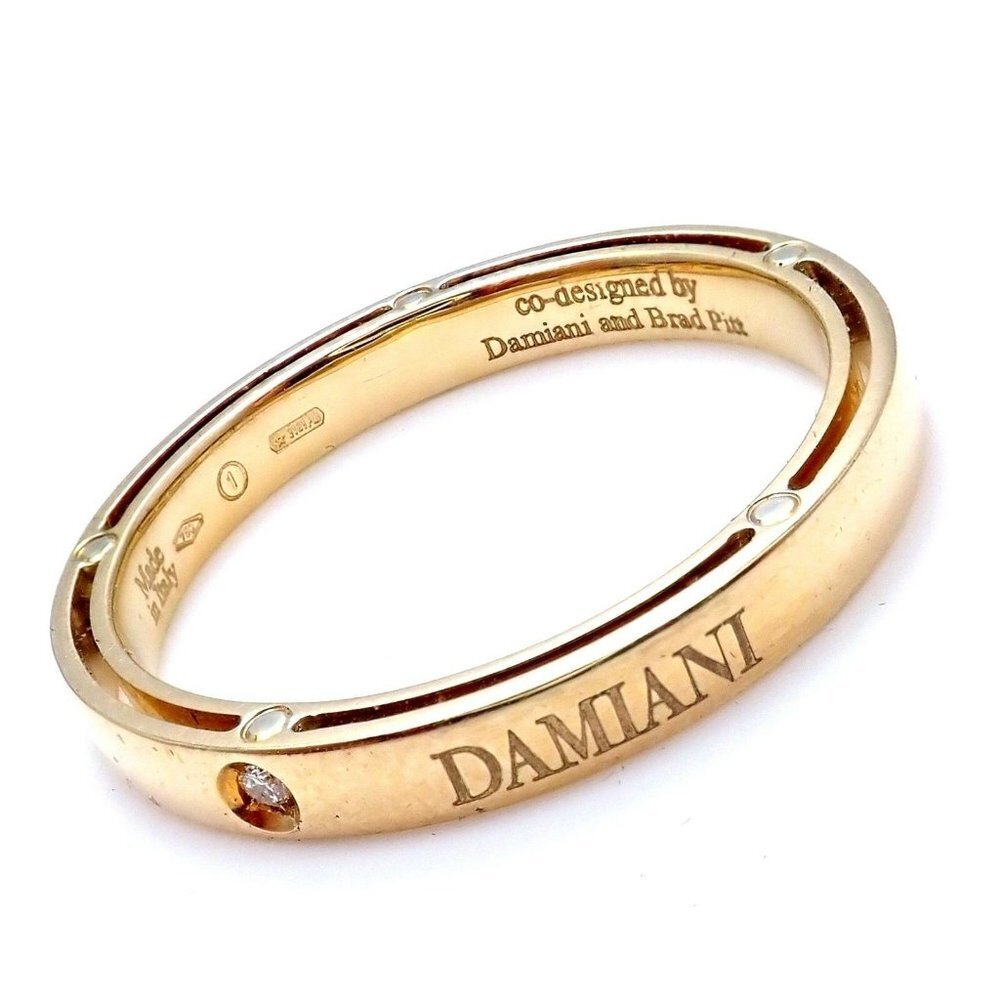 New! Authentic Damiani Brad Pitt 18k Yellow Gold Diamond 3mm Band Ring Sz 10.5​